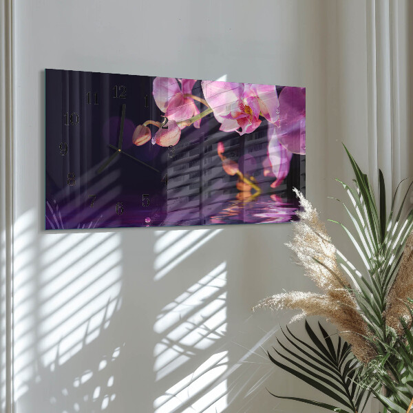 Glazen klok horizontaal Orchidee