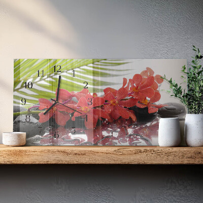 Glazen klok horizontaal Bloemen en stenen
