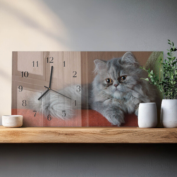 Glazen klok horizontaal Perzische kat