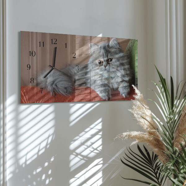 Glazen klok horizontaal Perzische kat