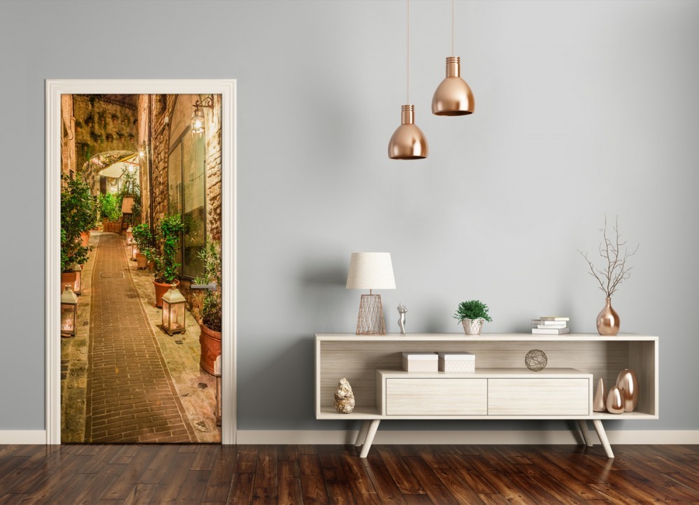 fototapeta na drzwiach przesuwnych w dużym korytarzu