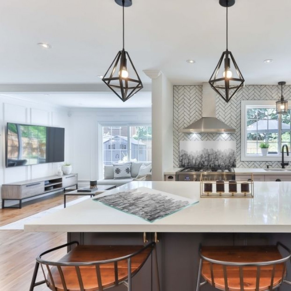 moderne woonkamer met keuken